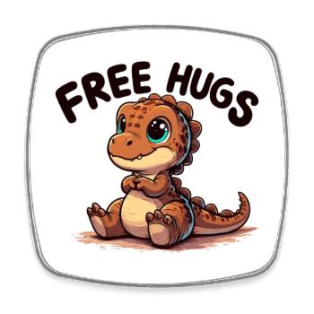 T-Rex süß Baby Dino Baby Umarmungen Geschenk - Viereckiger Kühlschrankmagnet - Weiß - Vorne