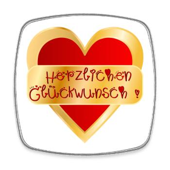 HERZ HERZLICHEN GLÜCKWUNSCH - Viereckiger Kühlschrankmagnet - Weiß - Vorne