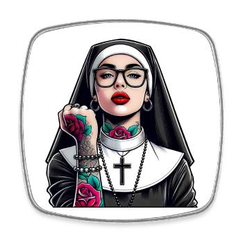 Religieuse avec tatouage - Magnet carré - blanc - Devant