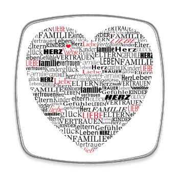 Heart Typography Dear Family - Square fridge magnet - white - Front