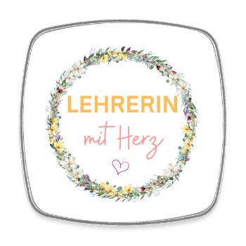 Teacher with heart! Customizable design - Square fridge magnet - white - Front