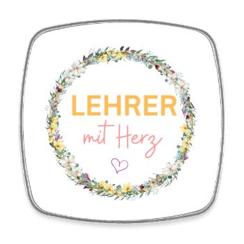 Lehrer mit Herz! Personalisierbares Design - Viereckiger Kühlschrankmagnet - Weiß - Vorne