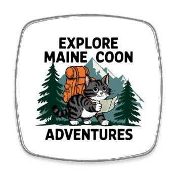 Explorer Maine Coon Adventure Imprimer - Magnet carré - blanc - Devant