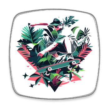 Skateboarder Graphic - Square fridge magnet - white - Front