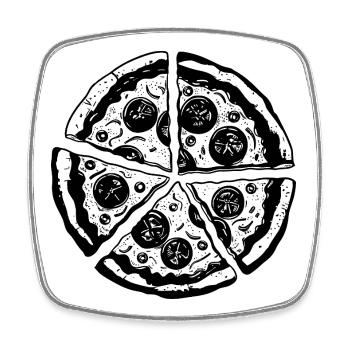 Pizza Drawing - Square fridge magnet - white - Front