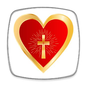 CHURCH CROSS LOVE HEART - Square fridge magnet - white - Front