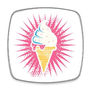 Eiscreme Cartoon Look - Viereckiger Kühlschrankmagnet - Weiß - Vorne