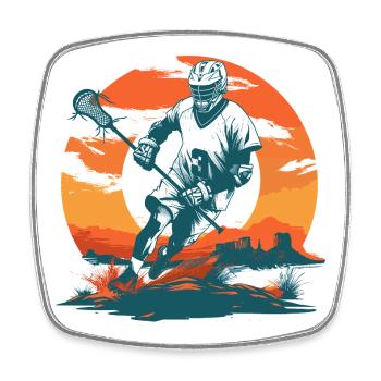 Lacrosse Player Graphics - Square fridge magnet - white - Front
