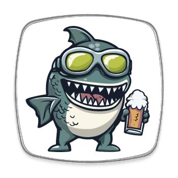 Piranha Poisson Après-Ski Bière Bande dessinée - Magnet carré - blanc - Devant