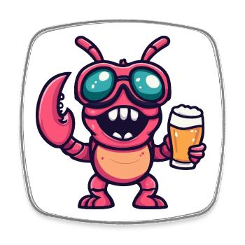 Hummer Krebs Apres Ski Bier Comic - Viereckiger Kühlschrankmagnet - Weiß - Vorne