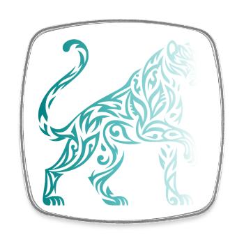 Tribal Panther Farbverlauf Blau Weiß - Viereckiger Kühlschrankmagnet - Weiß - Vorne