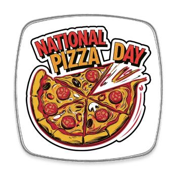 Journée nationale de la pizza 2026 pizza day gift - Magnet carré - blanc - Devant