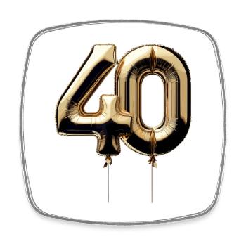 40 Jahre Gold Luftballon Folienballon Geschenk - Viereckiger Kühlschrankmagnet - Weiß - Vorne