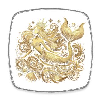 Sirène Sirène Princesse Or Cadeau Doré - Magnet carré - blanc - Devant