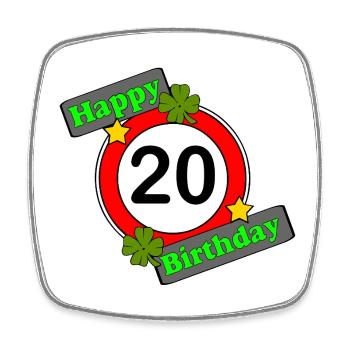 20. Geburtstag , Happy Birthday (25) - Viereckiger Kühlschrankmagnet - Weiß - Vorne