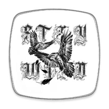 Ravens with lettering STAY Wild - Square fridge magnet - white - Front