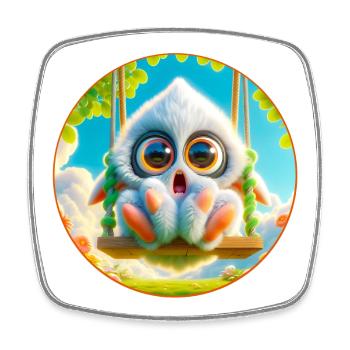 Cute cuddly monster - Square fridge magnet - white - Front