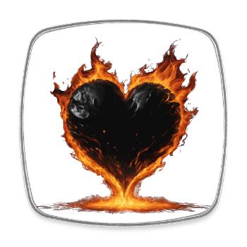Black Burning Heart - Square fridge magnet - white - Front