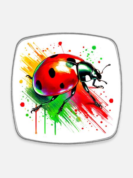 Ladybird - Square fridge magnet - white