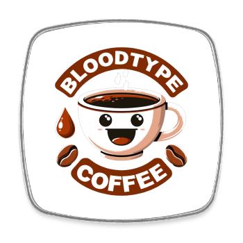 Groupe sanguin café dessin animé cadeau - Magnet carré - blanc - Devant