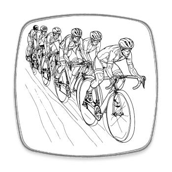 Radfahrer Strichzeichnung - Viereckiger Kühlschrankmagnet - Weiß - Vorne
