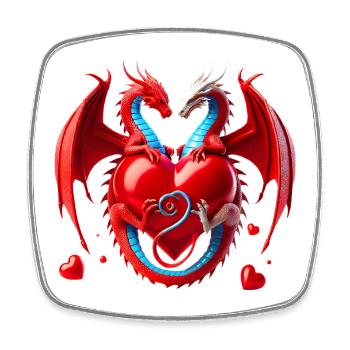 Duo d’amour au cœur de dragon - Magnet carré - blanc - Devant