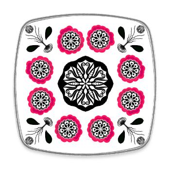 Flowerpower black and pink - Viereckiger Kühlschrankmagnet - Weiß - Vorne