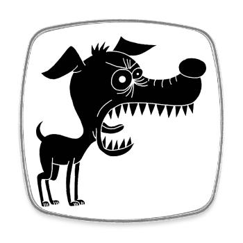 Small black dog and big mouth - Square fridge magnet - white - Front
