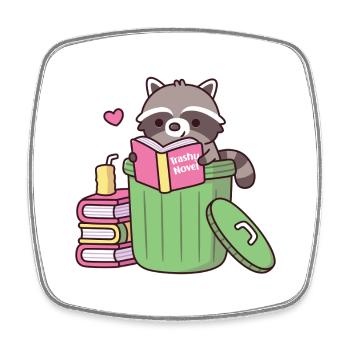 Raton laveur mignon aime lire roman trash drôle - Magnet carré - blanc - Devant