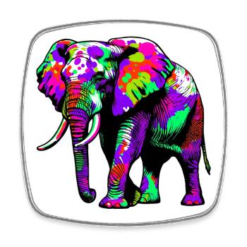 Elefant - Viereckiger Kühlschrankmagnet - Weiß - Vorne