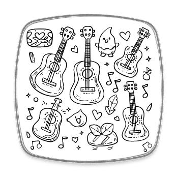 Ukulele Comic-Stil - Viereckiger Kühlschrankmagnet - Weiß - Vorne