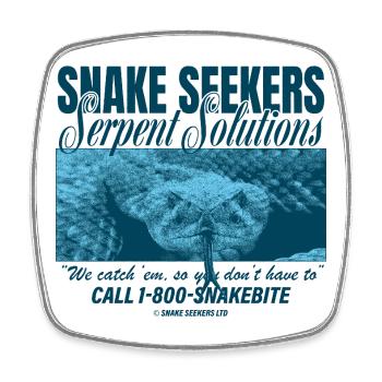 Snake Seekers – Serpent Solutions - Viereckiger Kühlschrankmagnet - Weiß - Vorne