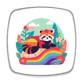 Rainbow Panda at Rest - Square fridge magnet - white - Front