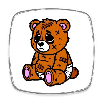 Little sad bear - Square fridge magnet - white - Front