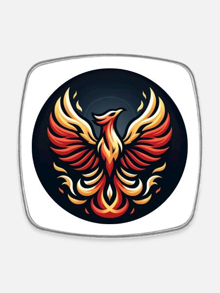 Phönix Feuerflügel Logo - Viereckiger Kühlschrankmagnet - Weiß