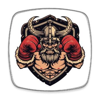 Wikinger Boxer MMA Logo - Viereckiger Kühlschrankmagnet - Weiß - Vorne