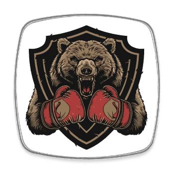 Grizzly Bär Boxer MMA Logo - Viereckiger Kühlschrankmagnet - Weiß - Vorne