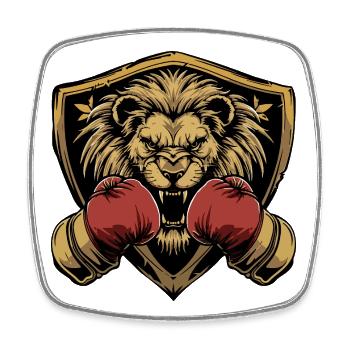 Löwe Boxer MMA Logo - Viereckiger Kühlschrankmagnet - Weiß - Vorne