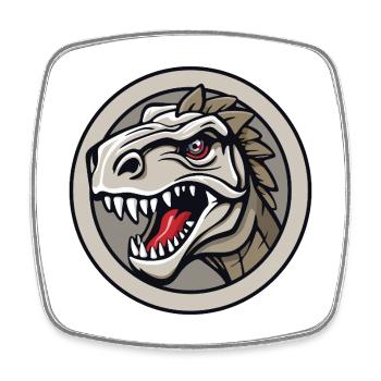 La tête d’un dinosaure à l’allure dangereuse. - Magnet carré - blanc - Devant