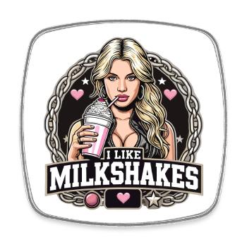 Milchshake blonde Frau Blondine Geschenk - Viereckiger Kühlschrankmagnet - Weiß - Vorne