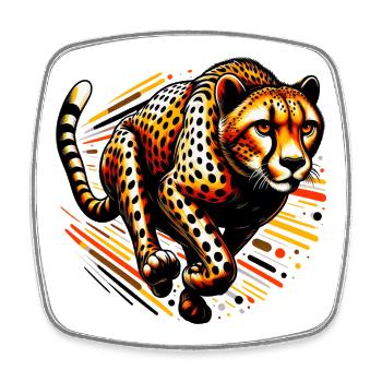 Guépard - Magnet carré - blanc - Devant