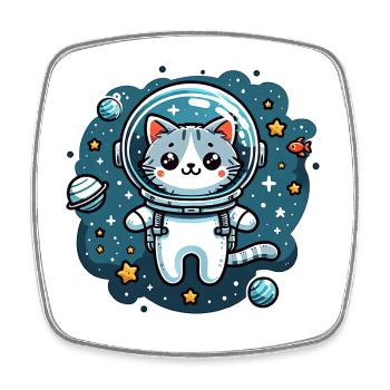 Petit chat mignon comme astronaute astronaute - Magnet carré - blanc - Devant