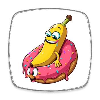 Banane Donut Relation Amour Faire Cadeau - Magnet carré - blanc - Devant