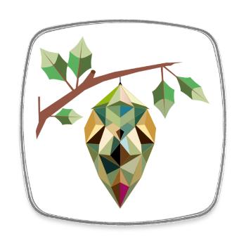 geometrische Kokon, in sanften Grüntönen - Viereckiger Kühlschrankmagnet - Weiß - Vorne