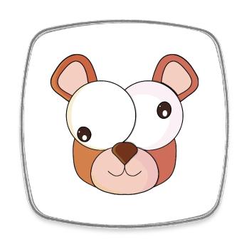 Bear with crazy eyes - Square fridge magnet - white - Front