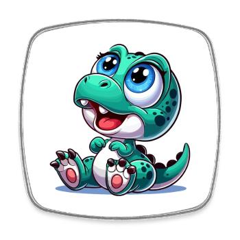 Dinobaby Babydino T Rex 4 Design - Viereckiger Kühlschrankmagnet - Weiß - Vorne