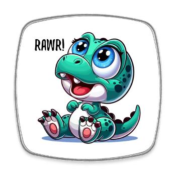 T-Rex Baby Dino Babydino Dinobaby Geschenk - Viereckiger Kühlschrankmagnet - Weiß - Vorne