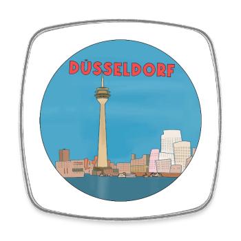 Ville allemande de Düsseldorf - Magnet carré - blanc - Devant