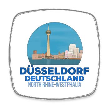 Düsseldorf, Nordrhein-Westfalen, Deutschland - Viereckiger Kühlschrankmagnet - Weiß - Vorne