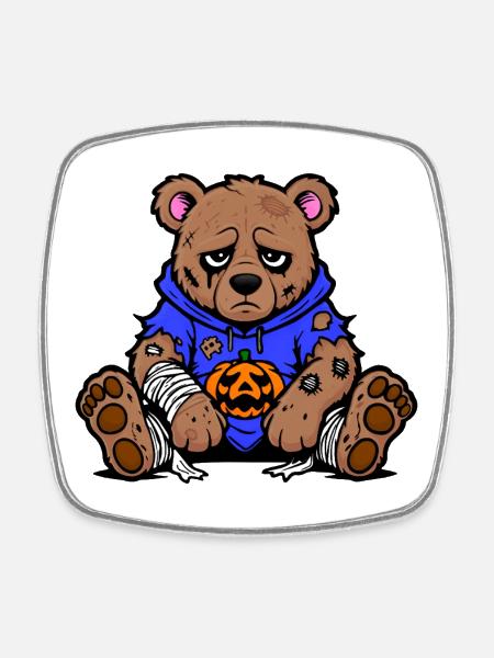 Ours d’Halloween - Magnet carré - blanc